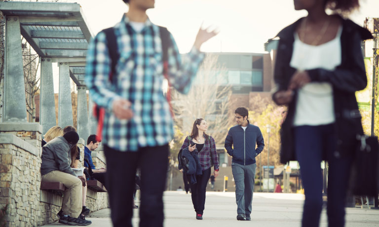 Students walking on Okanagan campus