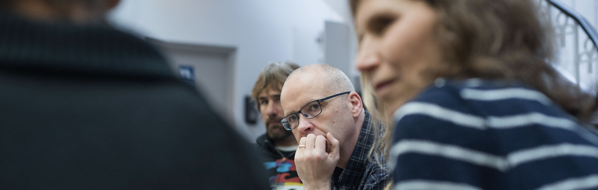 Staff meeting on campus