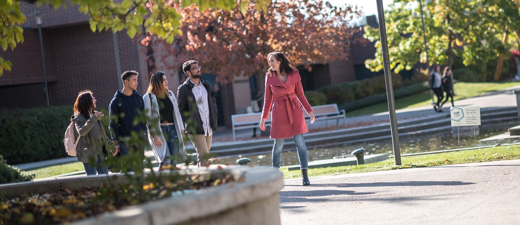 Students walking across campus